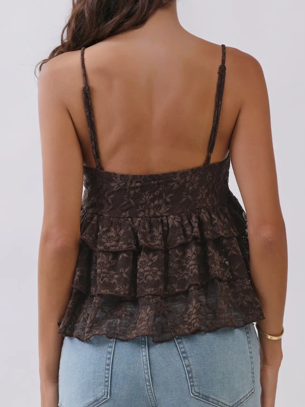 Lace Ruffle V-Neck Cami Top - Picture 3 of 13